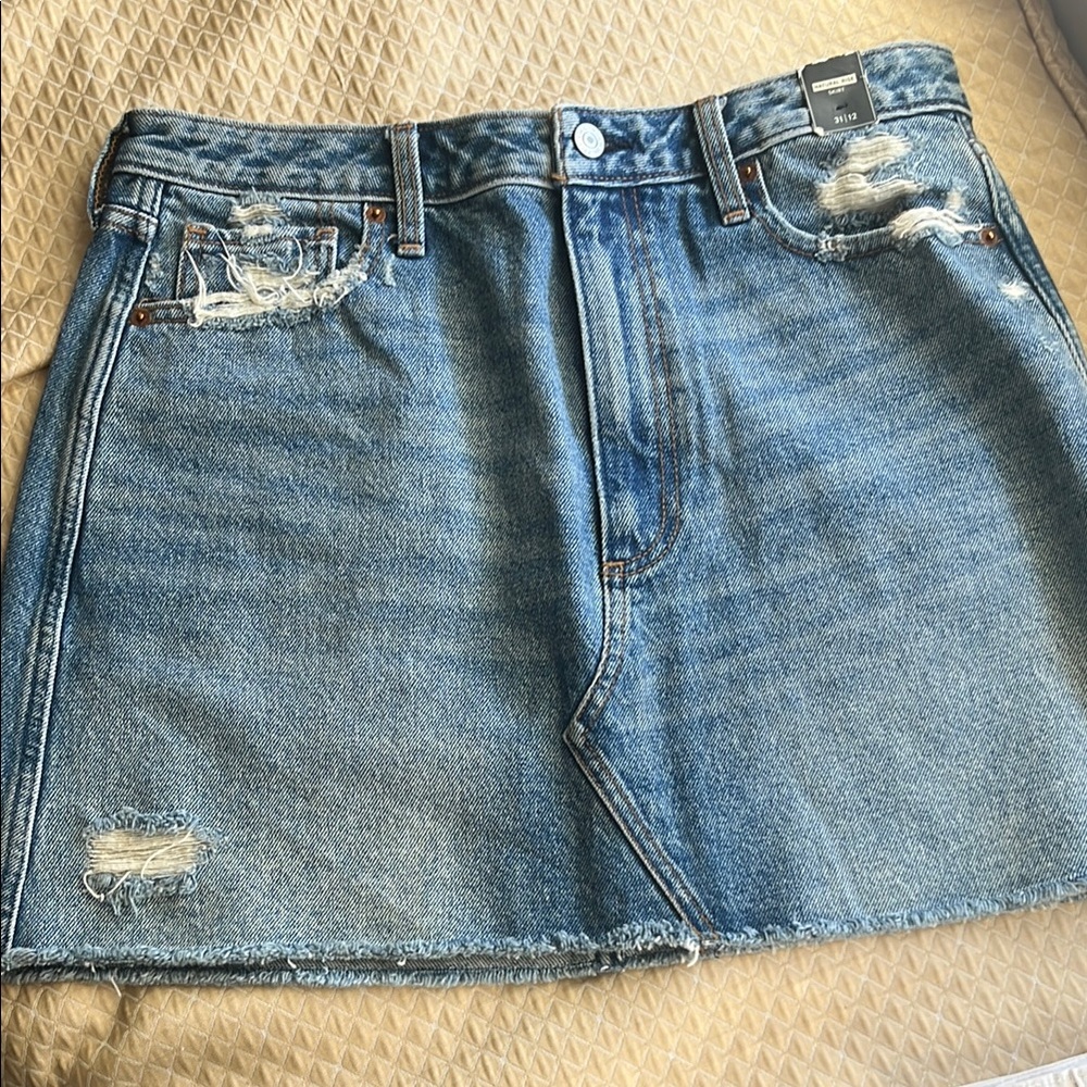 Abercrombie and Fitch Denim Distressed Skirt